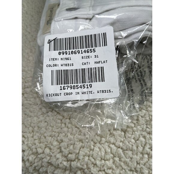 Madewell Womens Mid Rise Kick Out Ankle Length Jeans Pure White Size 31& 32 - Picture 12 of 12